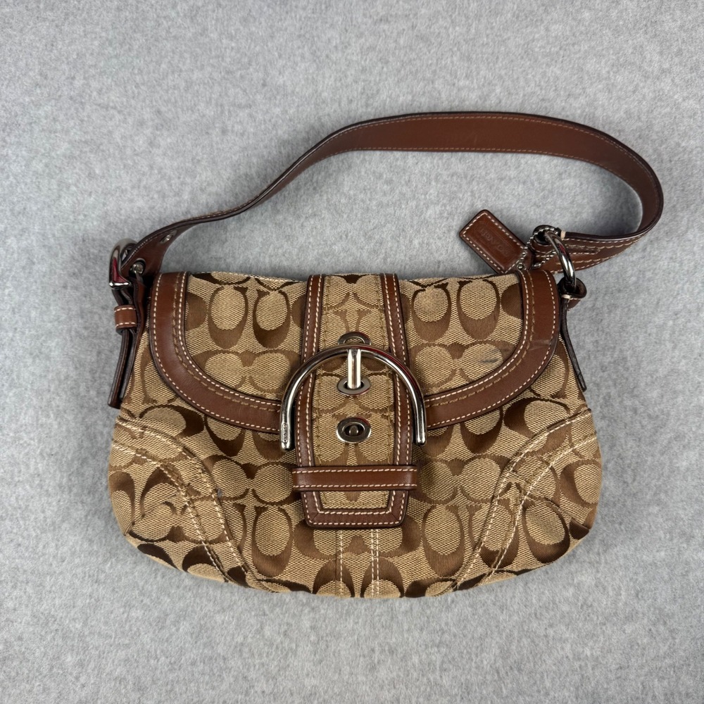 Vintage Coach SoHo Shoulder Bag Women Brown Signature Jacquard Buckle 10296